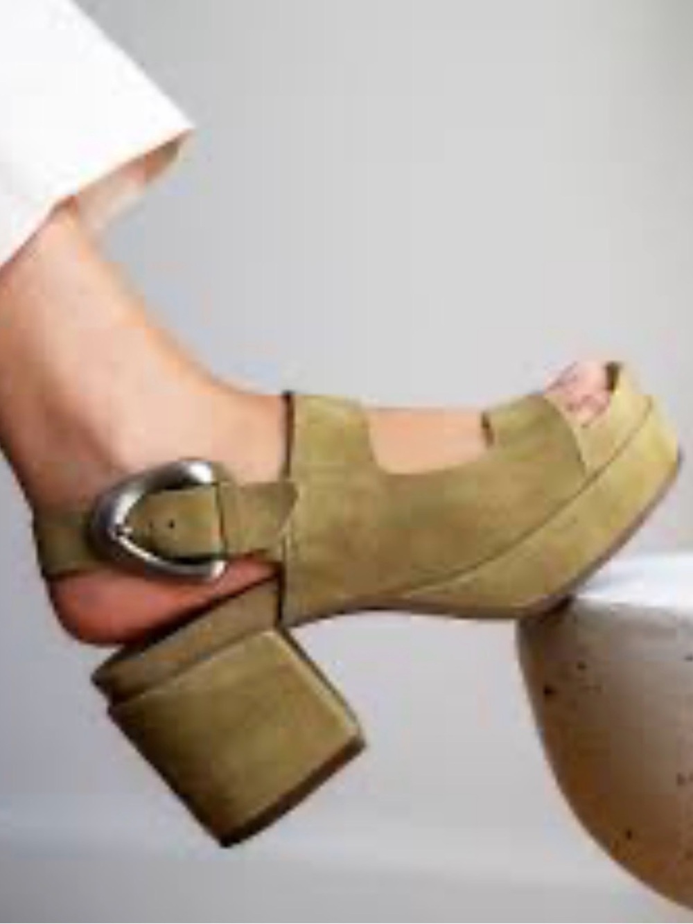 AEROSOLES Olive Suede Platform Block Heel Sandals
